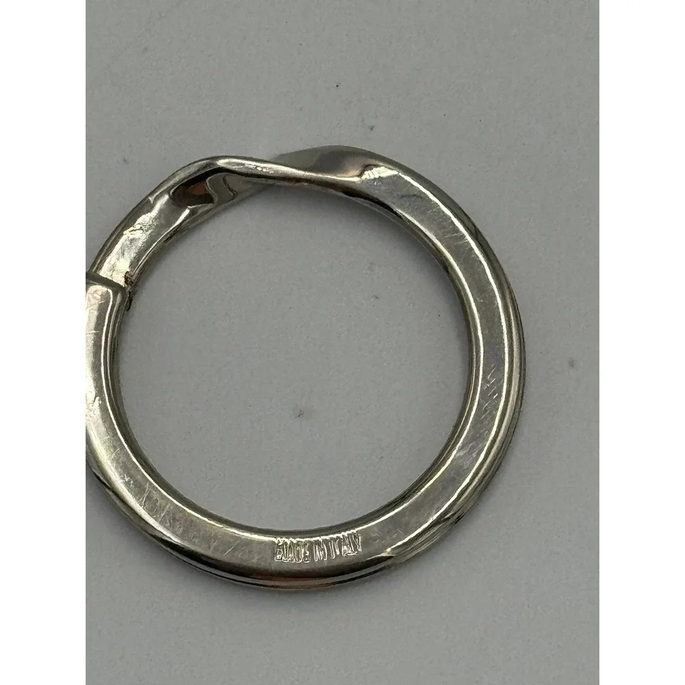 Gucci Silver Tone Twist Split Key Ring Made in Italy Logo Engraved Accessory